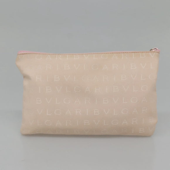 BVLGARI Logo Mania Tote Bag Canvas Pink White Silver Auth 117578