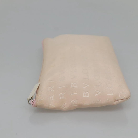 BVLGARI Logo Mania Tote Bag Canvas Pink White Silver Auth 117578