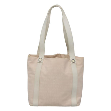 BVLGARI Logo Mania Tote Bag Canvas Pink White Silver Auth 117578 - 0