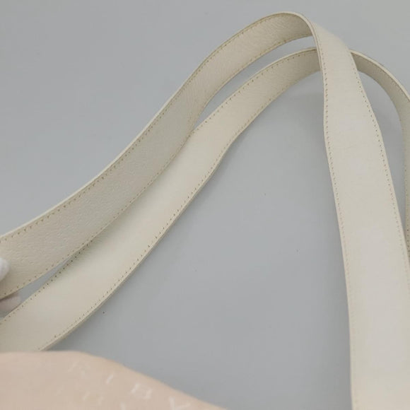 BVLGARI Logo Mania Tote Bag Canvas Pink White Silver Auth 117578