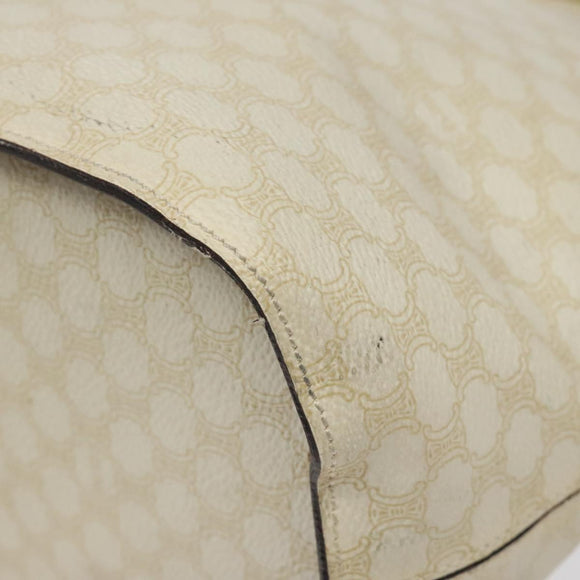 CELINE Macadam Canvas Circle Shoulder Bag PVC Leather White Auth 117579