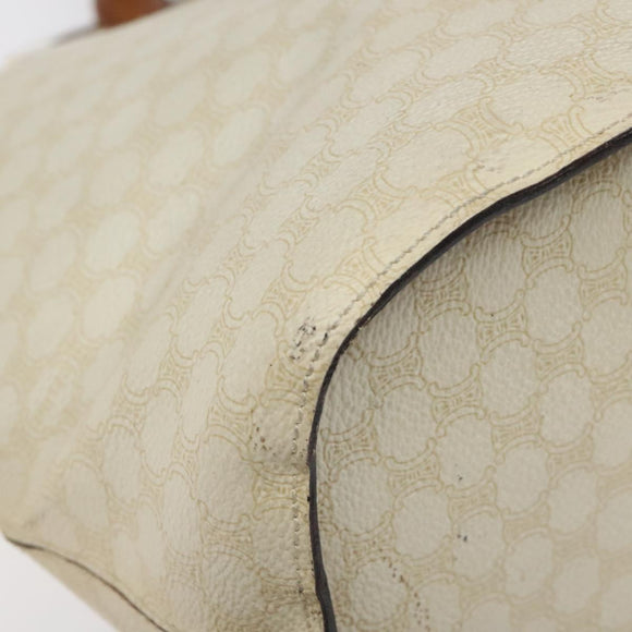 CELINE Macadam Canvas Circle Shoulder Bag PVC Leather White Auth 117579