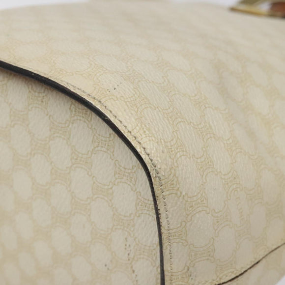 CELINE Macadam Canvas Circle Shoulder Bag PVC Leather White Auth 117579