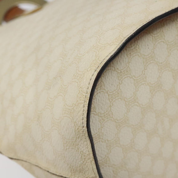 CELINE Macadam Canvas Circle Shoulder Bag PVC Leather White Auth 117579