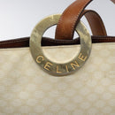 CELINE Macadam Canvas Circle Shoulder Bag PVC Leather White Auth 117579-18
