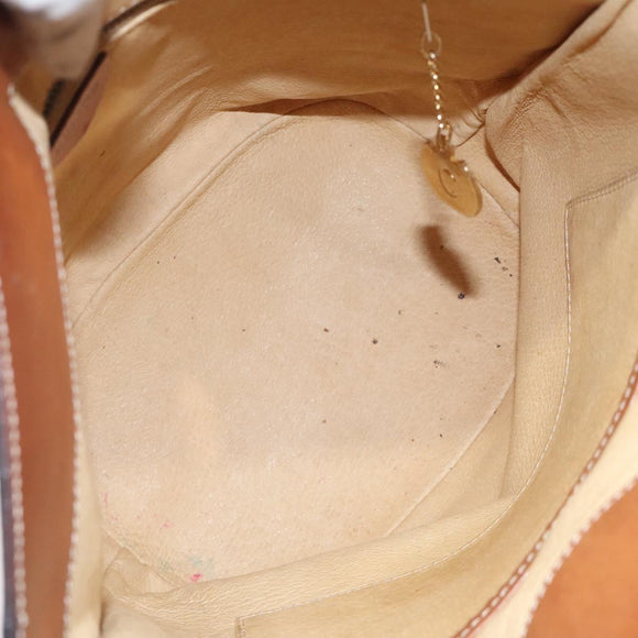 CELINE Macadam Canvas Circle Shoulder Bag PVC Leather White Auth 117579