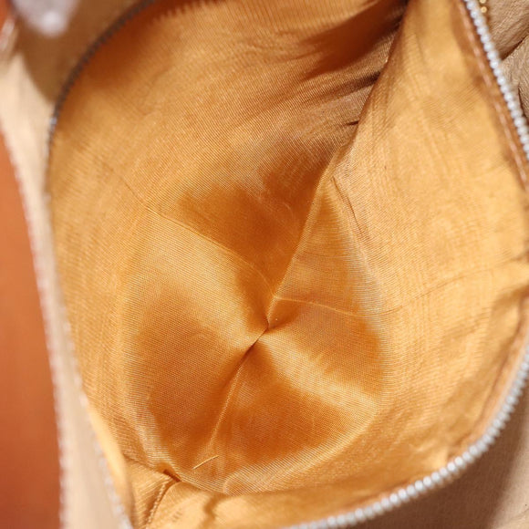 CELINE Macadam Canvas Circle Shoulder Bag PVC Leather White Auth 117579