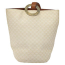 CELINE Macadam Canvas Circle Shoulder Bag PVC Leather White Auth 117579-13