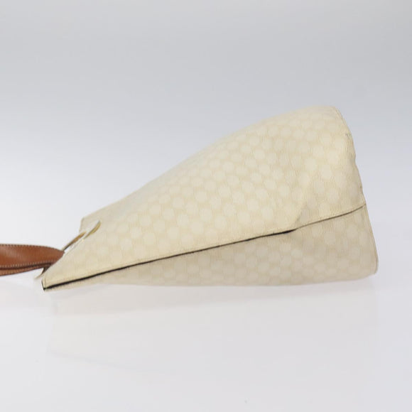 CELINE Macadam Canvas Circle Shoulder Bag PVC Leather White Auth 117579