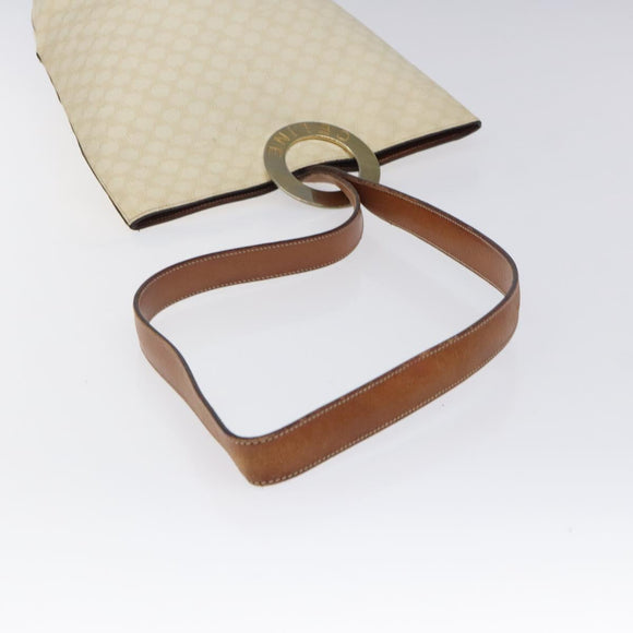 CELINE Macadam Canvas Circle Shoulder Bag PVC Leather White Auth 117579