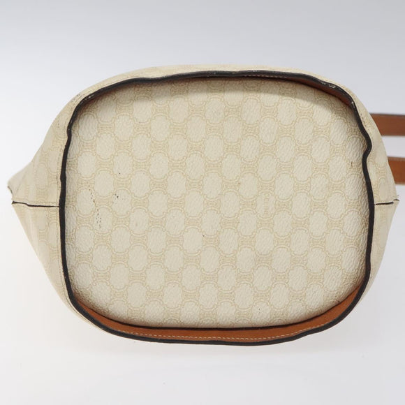 CELINE Macadam Canvas Circle Shoulder Bag PVC Leather White Auth 117579