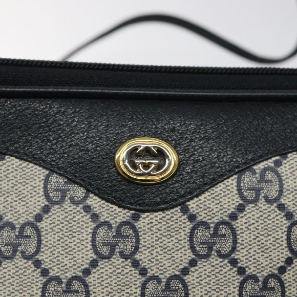 GUCCI GG Supreme Shoulder Bag PVC Navy Gold 97 02 068 Auth 117580