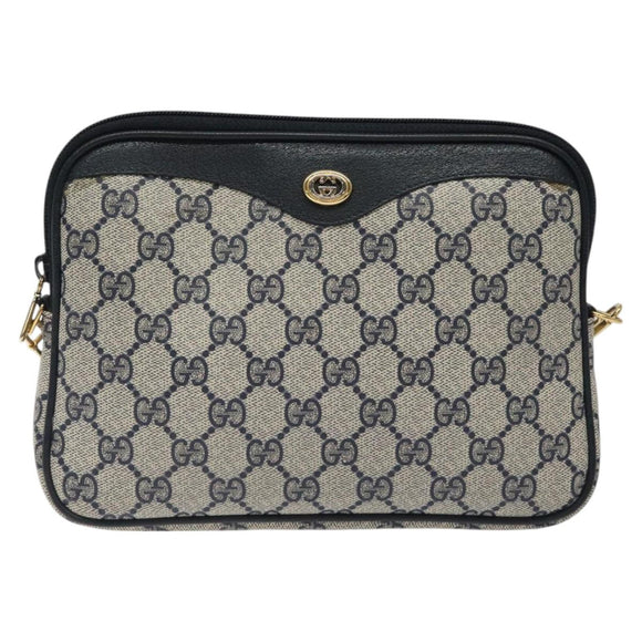 GUCCI GG Supreme Shoulder Bag PVC Navy Gold 97 02 068 Auth 117580