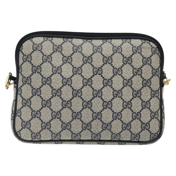 GUCCI GG Supreme Shoulder Bag PVC Navy Gold 97 02 068 Auth 117580