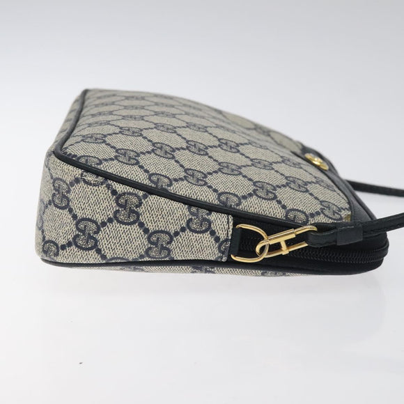 GUCCI GG Supreme Shoulder Bag PVC Navy Gold 97 02 068 Auth 117580