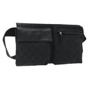 GUCCI GG Canvas Waist bag Black Silver 28566 Auth 117582-1