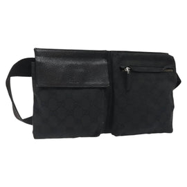 GUCCI GG Canvas Waist bag Black Silver 28566 Auth 117582