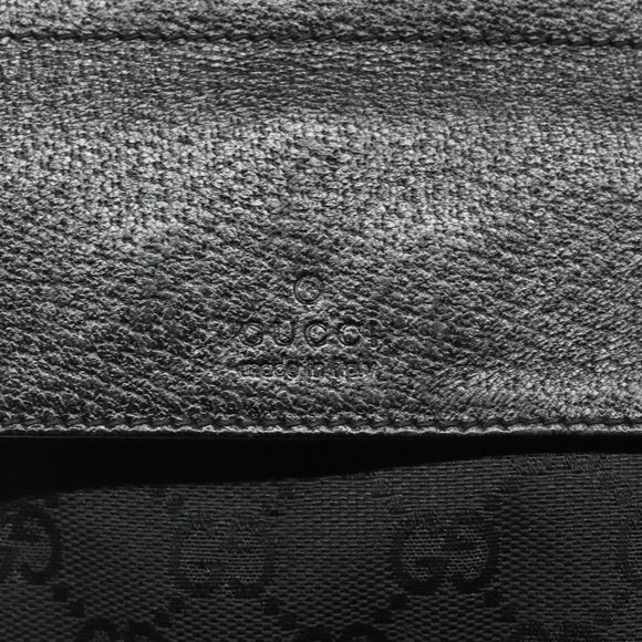 GUCCI GG Canvas Waist bag Black Silver 28566 Auth 117582