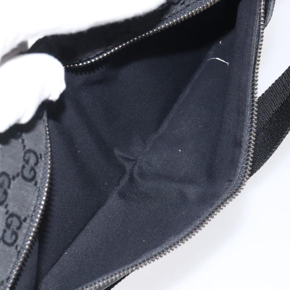 GUCCI GG Canvas Waist bag Black Silver 28566 Auth 117582