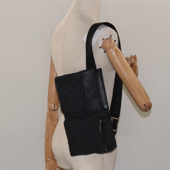 GUCCI GG Canvas Waist bag Black Silver 28566 Auth 117582