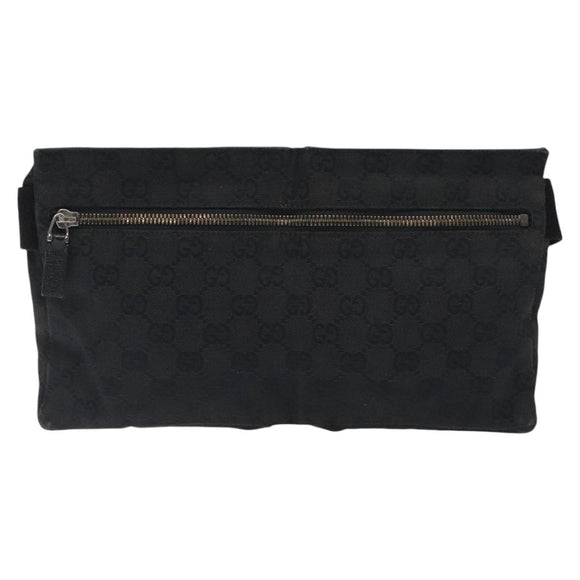 GUCCI GG Canvas Waist bag Black Silver 28566 Auth 117582
