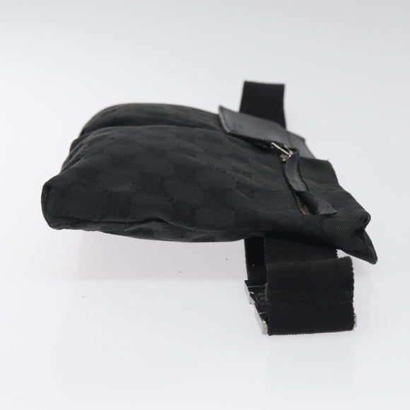 GUCCI GG Canvas Waist bag Black Silver 28566 Auth 117582