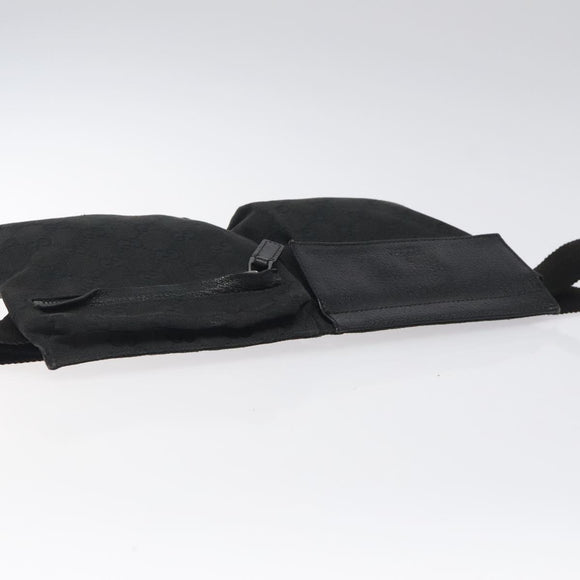GUCCI GG Canvas Waist bag Black Silver 28566 Auth 117582