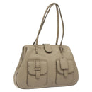 FENDI Celeria Tote Bag Leather Beige Auth 117585-1