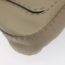 FENDI Celeria Tote Bag Leather Beige Auth 117585-15