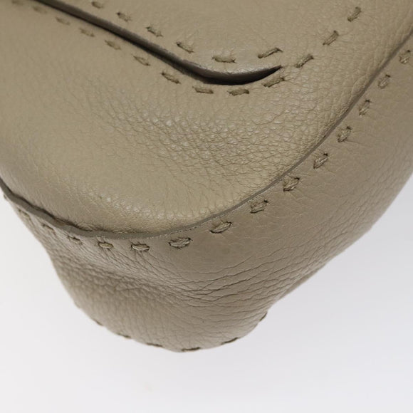 FENDI Celeria Tote Bag Leather Beige Auth 117585