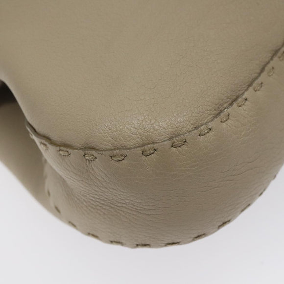 FENDI Celeria Tote Bag Leather Beige Auth 117585