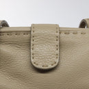 FENDI Celeria Tote Bag Leather Beige Auth 117585-18