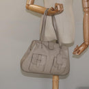FENDI Celeria Tote Bag Leather Beige Auth 117585-23
