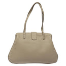 FENDI Celeria Tote Bag Leather Beige Auth 117585-2