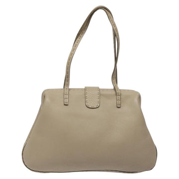 FENDI Celeria Tote Bag Leather Beige Auth 117585 - 0