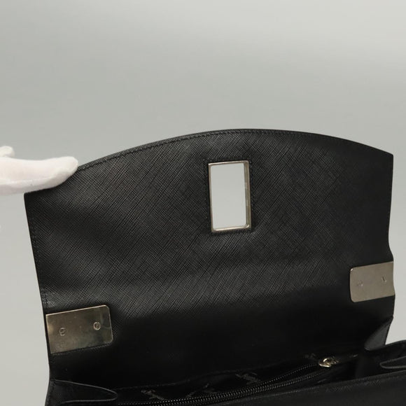 Salvatore Ferragamo Gancini Handtasche Leder Schwarz Silber Auth 117589