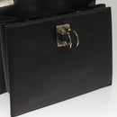 Salvatore Ferragamo Gancini Hand Bag Leather Black Silver Auth 117589-10