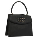 Salvatore Ferragamo Gancini Hand Bag Leather Black Silver Auth 117589-1