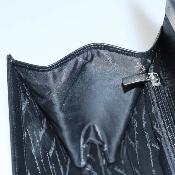 Salvatore Ferragamo Gancini Hand Bag Leather Black Silver Auth 117589