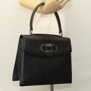 Salvatore Ferragamo Gancini Hand Bag Leather Black Silver Auth 117589-24