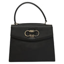 Salvatore Ferragamo Gancini Hand Bag Leather Black Silver Auth 117589-13