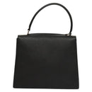 Salvatore Ferragamo Gancini Hand Bag Leather Black Silver Auth 117589-2