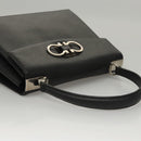 Salvatore Ferragamo Gancini Hand Bag Leather Black Silver Auth 117589-6