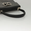 Salvatore Ferragamo Gancini Hand Bag Leather Black Silver Auth 117589-7