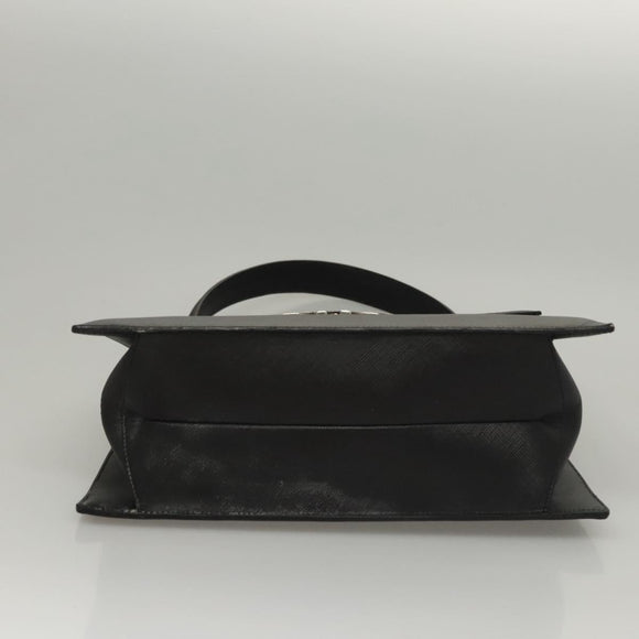 Salvatore Ferragamo Gancini Handtasche Leder Schwarz Silber Auth 117589