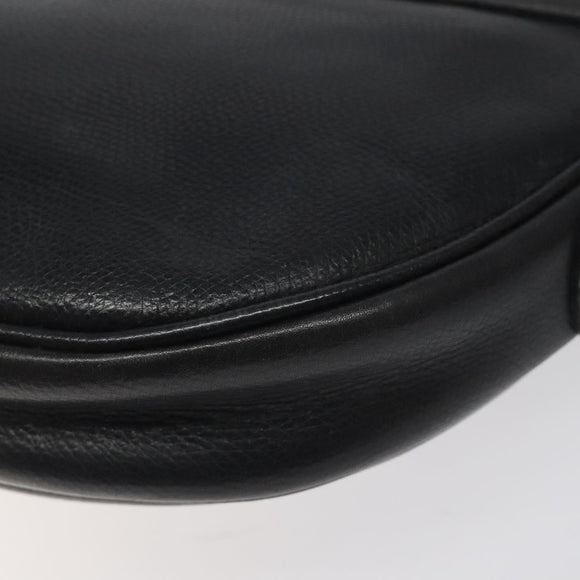 LOEWE Anagram Shoulder Bag Leather Black Gold Auth 117596