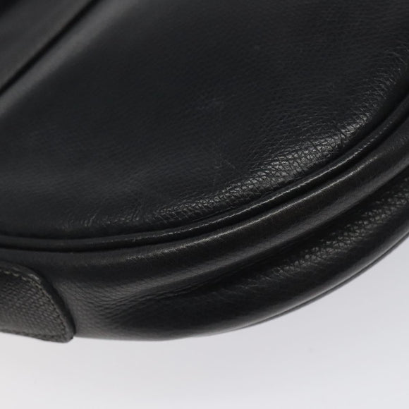 LOEWE Anagram Shoulder Bag Leather Black Gold Auth 117596