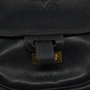 LOEWE Anagram Shoulder Bag Leather Black Gold Auth 117596-19