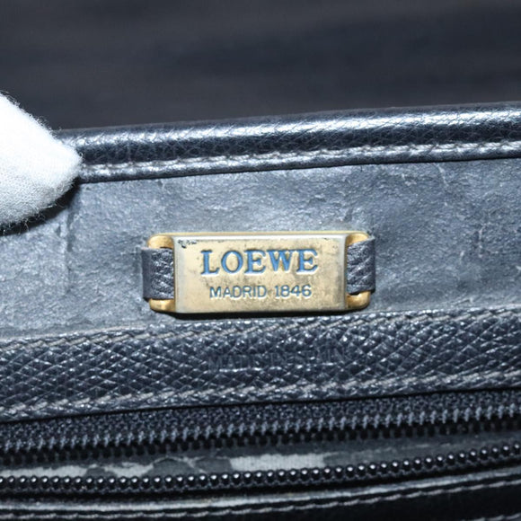 LOEWE Anagram Shoulder Bag Leather Black Gold Auth 117596