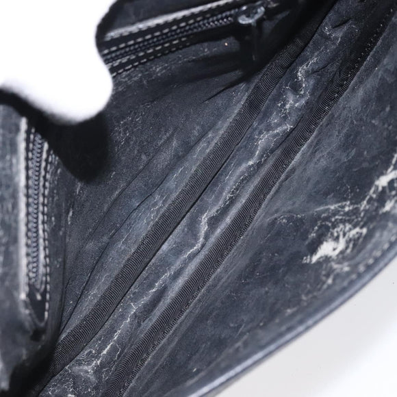 LOEWE Anagram Shoulder Bag Leather Black Gold Auth 117596